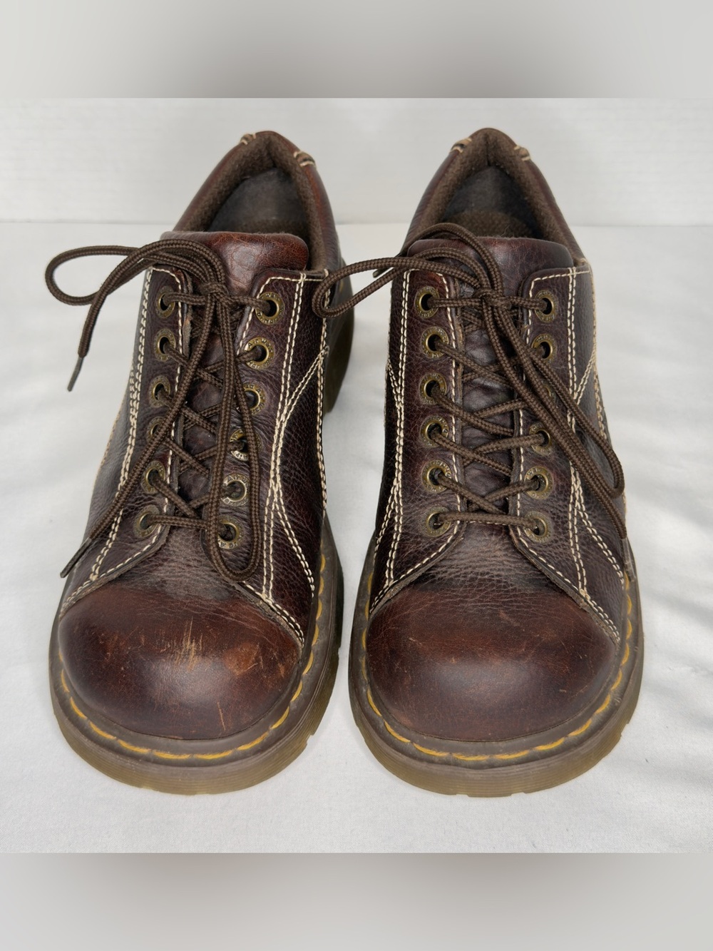 Dr. Martens Y2K Brown Lesther Vintage Daisy Oxford Platform Shoes 12283 Size 9